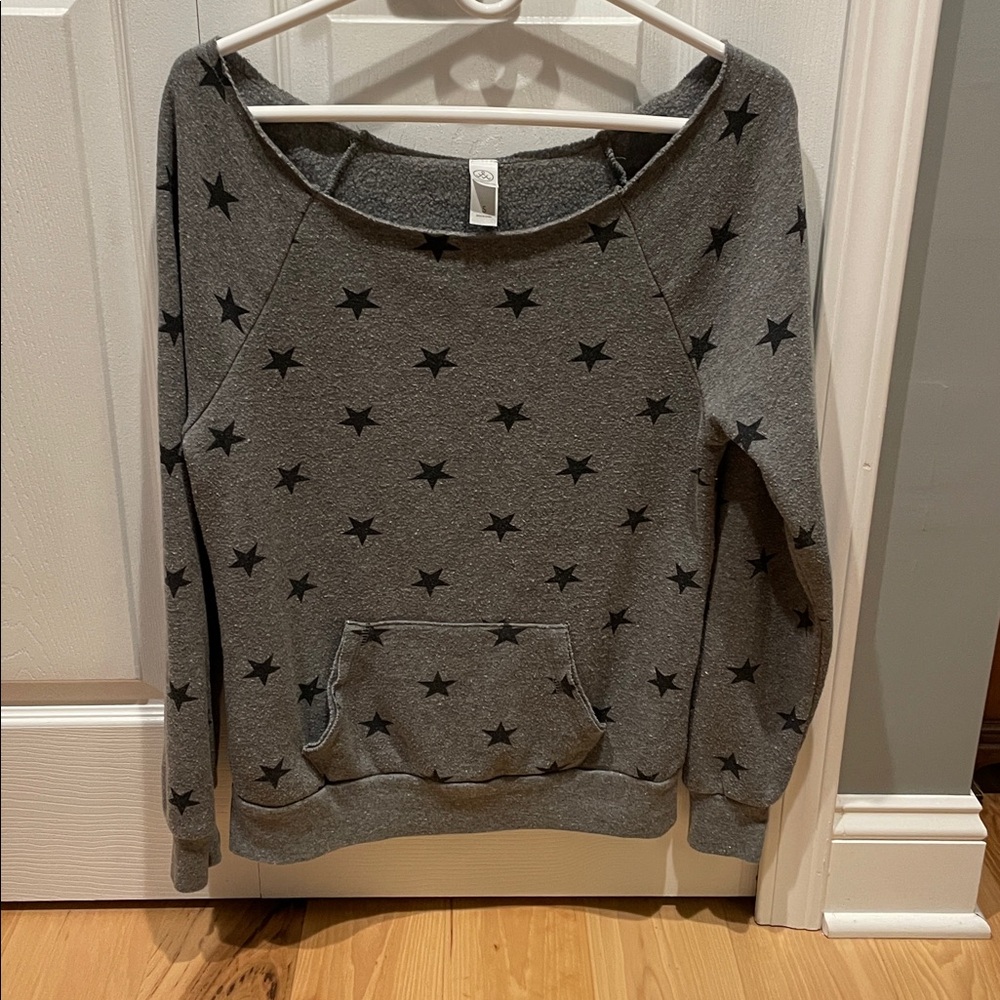 Gray Star Patterned Sweatshirt
